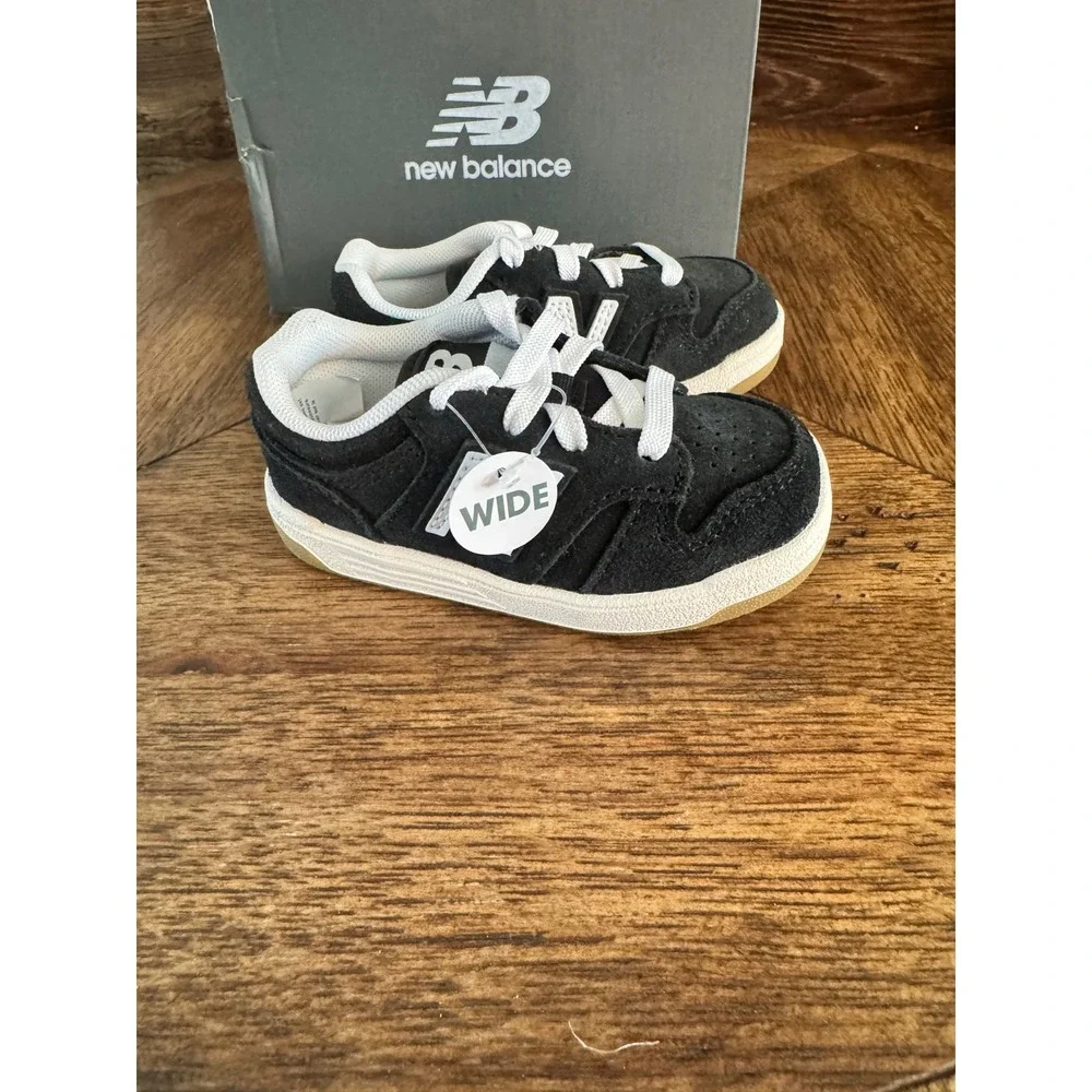 New Balance 480 Black White Suede Sneakers Toddler Size 6 Wide ISB480SB